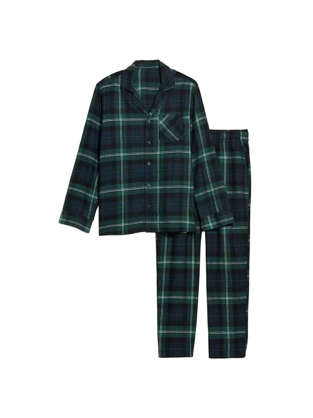 NWT Old Navy Matching Green & Navy Blue Flannel Pajama Set Unisex Size Large